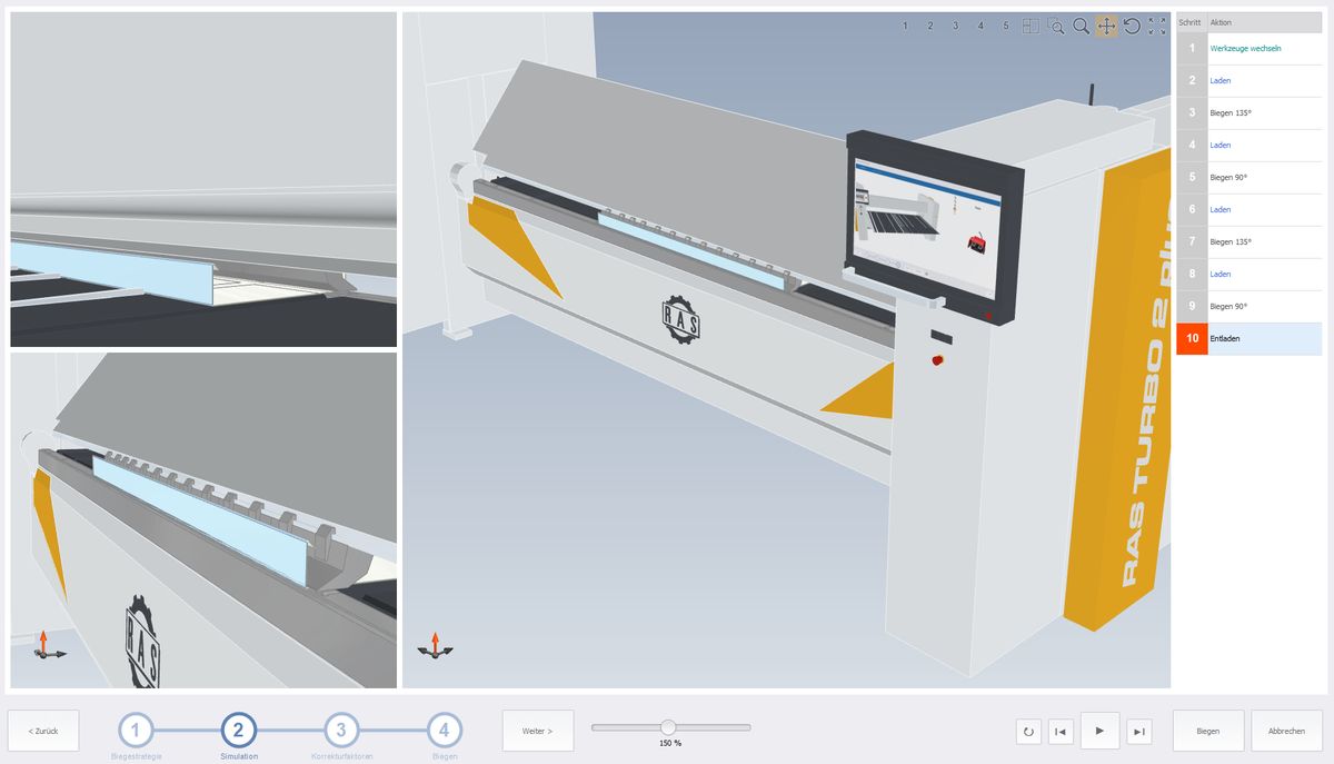 3D simulácia ohýbacej sekvencie